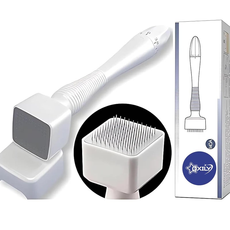 OXILY OXILY Derma Stamp for Hair Growth Titanium Coated Adjustable Needles 025mm to 3mm 140 Microneedling Stamp for Skin Repair Face Hair Beard Growth Reduces Acne Scars Safe Effective To Use - Image 1
