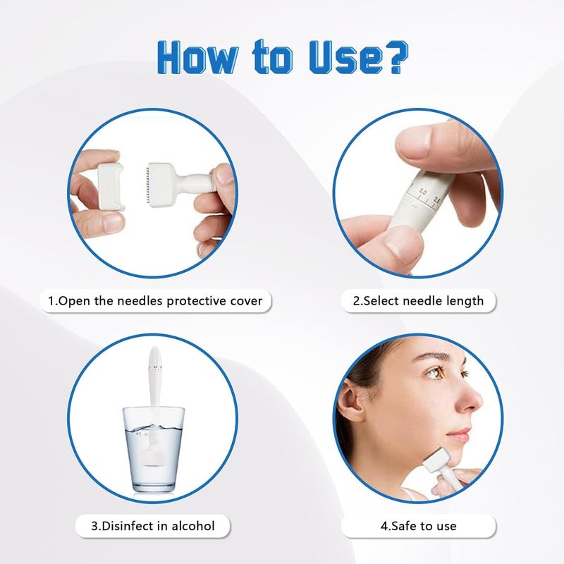 OXILY OXILY Derma Stamp for Hair Growth Titanium Coated Adjustable Needles 025mm to 3mm 140 Microneedling Stamp for Skin Repair Face Hair Beard Growth Reduces Acne Scars Safe Effective To Use - Image 3