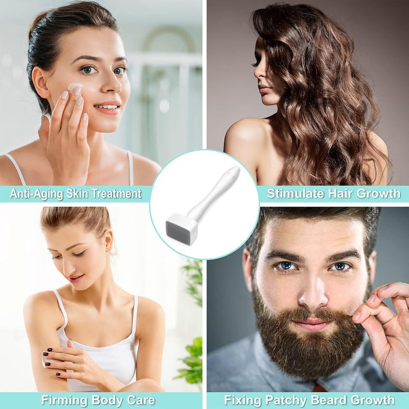 OXILY OXILY Derma Stamp for Hair Growth Titanium Coated Adjustable Needles 025mm to 3mm 140 Microneedling Stamp for Skin Repair Face Hair Beard Growth Reduces Acne Scars Safe Effective To Use - Image 2