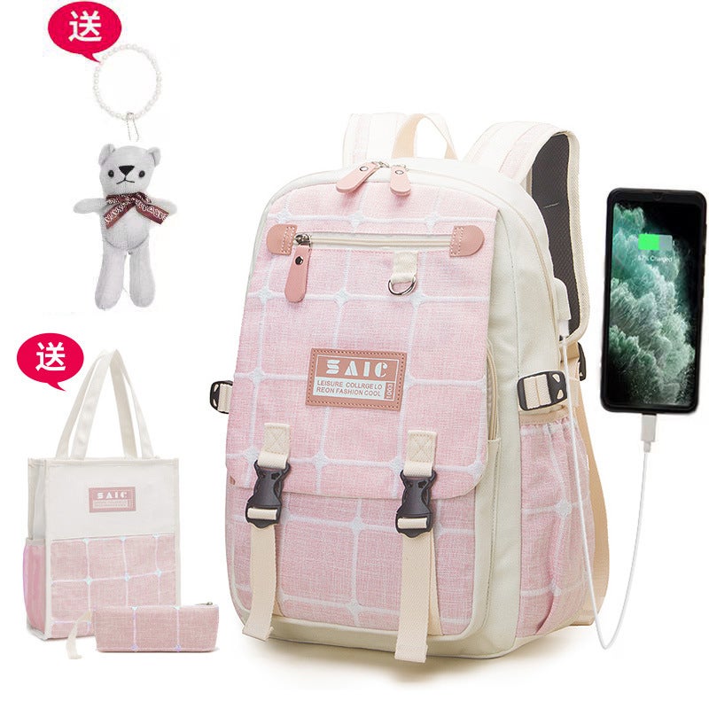 Arrival Backpack Female Korean Canvas Junior High School Senior High School Student Schoolbag Outdoor Casual Large Capacity Backpack - Image 3