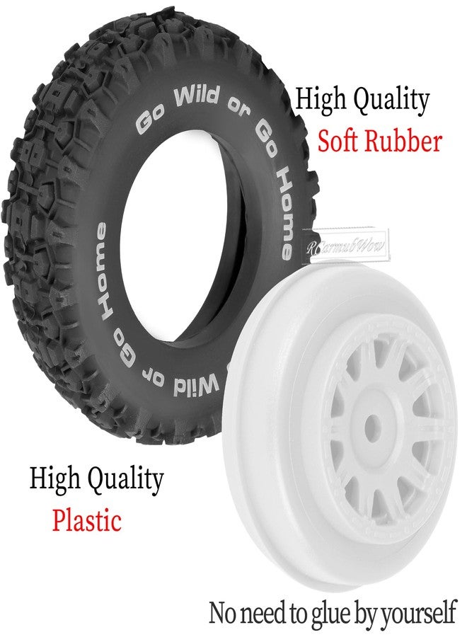 RcarmubWow RC Tire Set for 1/14 Mojave Grom,Wheels and Tires Rubber Tire Tyre Short Course Truck Tires Front/Rear Tires w/Plastic Wheels,4pcs,White - Image 5