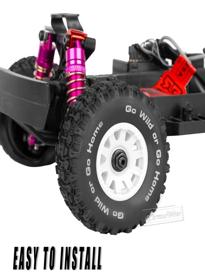 RcarmubWow RC Tire Set for 1/14 Mojave Grom,Wheels and Tires Rubber Tire Tyre Short Course Truck Tires Front/Rear Tires w/Plastic Wheels,4pcs,White - Image 4