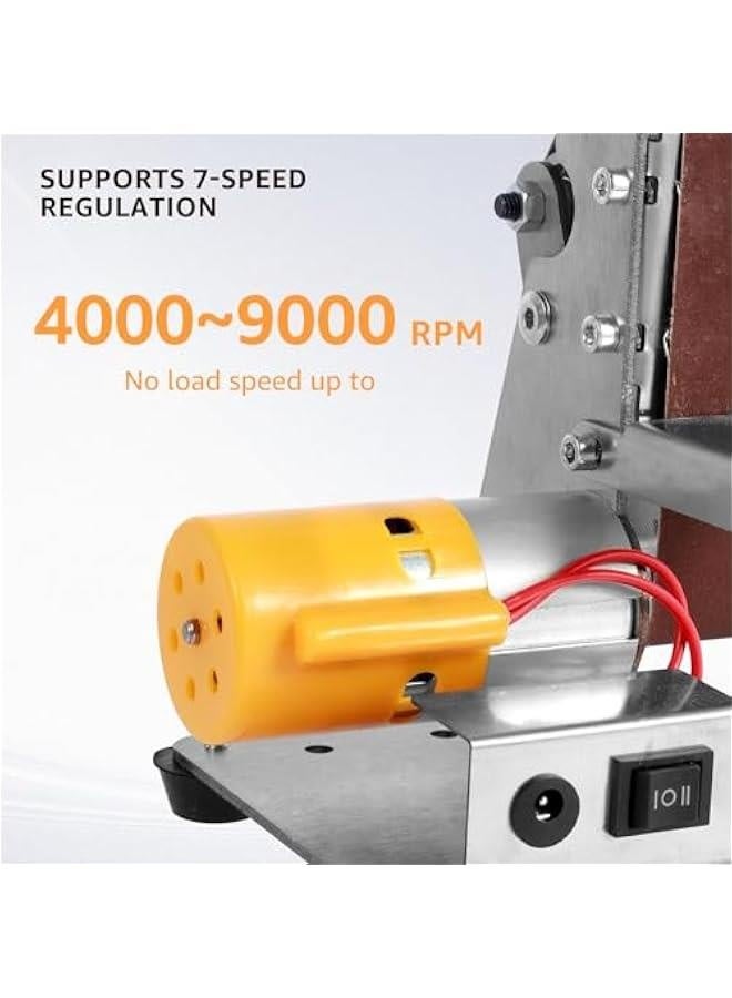 Mini Belt Sander, 7 Adjustable Speed Electric Belt Grinder, 120-1000 Grit Electric Bench Grinder, Low Noise Electric Knife Sharpener, Grinding and Polishing Machine for Wood Metal (40Pcs)  - Image 5