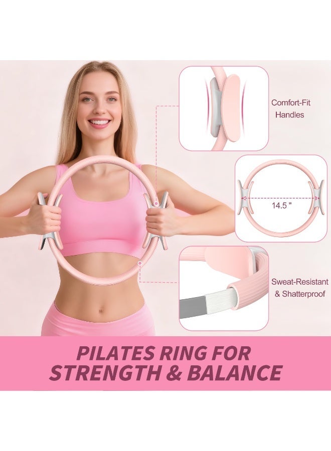 ASIV Pilates Kit 16-in-1 Home Workout Set – Includes 14.5" Pilates Ring, Yoga Ball, Resistance Bands, Ankle Weights, Sliding Discs, Non-Slip Socks & Storage Bag – Full Body Toning & Strength Training – Great Gift Idea - Image 3
