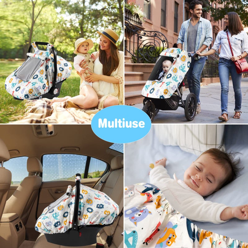 SMTTW Baby Car Seat Cover - Universal Fit, Snug, Breathable, Canopy for Boys/Girls, Ideal for All Seasons (Numbers) - Image 4