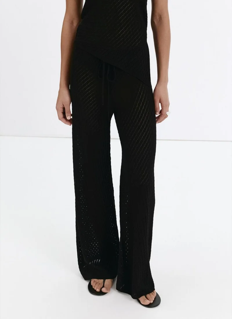 Mango Straight-Fit Openwork Knitted Trousers