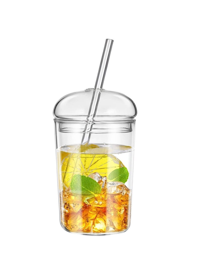 Y&D Glass Tumbler with Straw and Lid 16oz Smoothie Cups Heat Resistant Juice Drinking Cup Clear Coffee Large Water Mug for Home Outdoor Travel  - Image 1