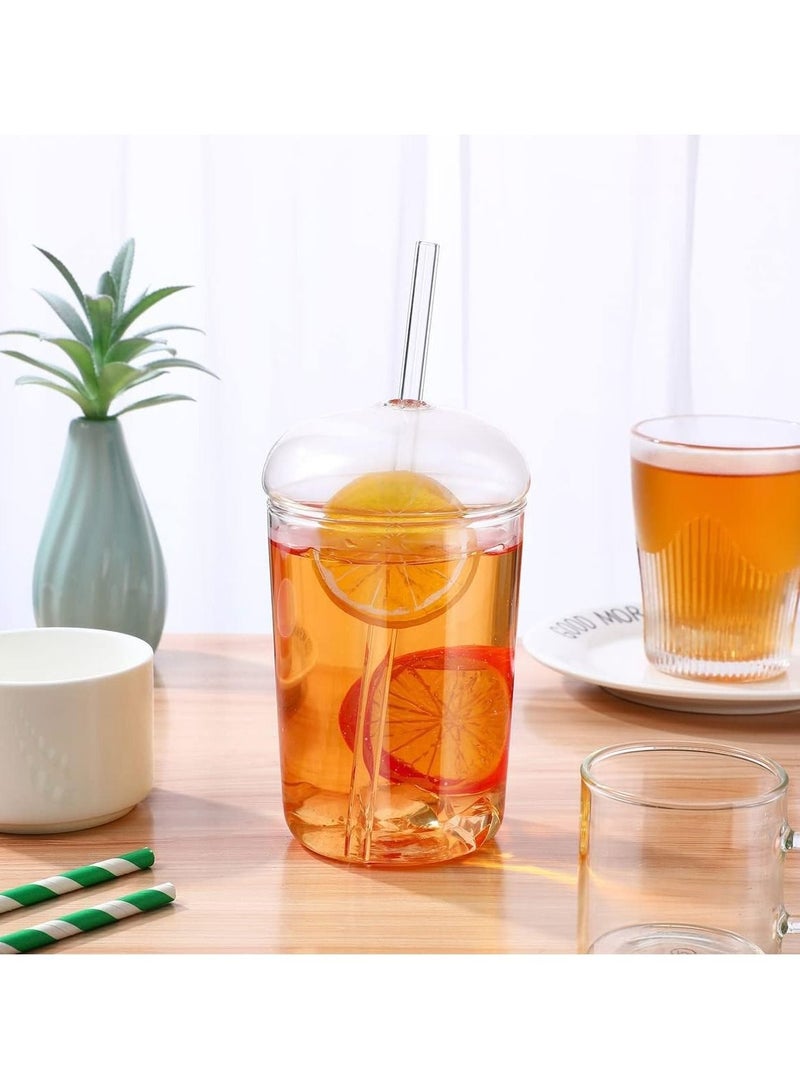 Y&D Glass Tumbler with Straw and Lid 16oz Smoothie Cups Heat Resistant Juice Drinking Cup Clear Coffee Large Water Mug for Home Outdoor Travel  - Image 5