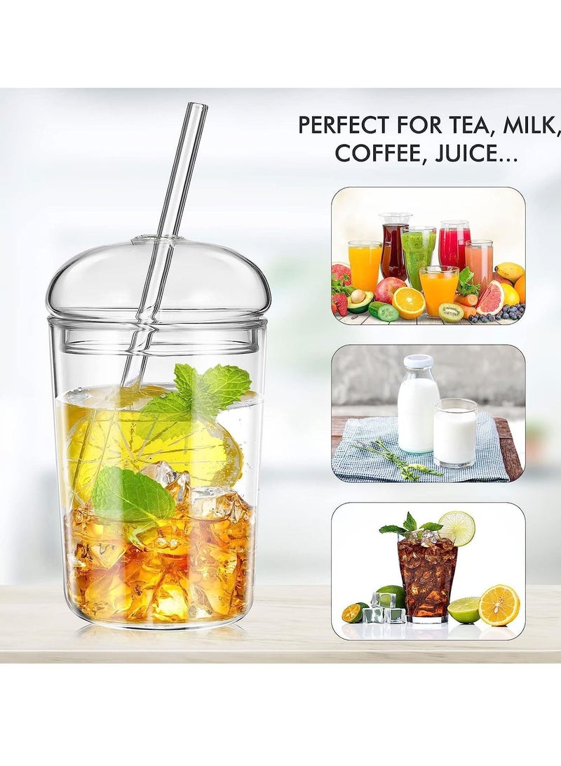 Y&D Glass Tumbler with Straw and Lid 16oz Smoothie Cups Heat Resistant Juice Drinking Cup Clear Coffee Large Water Mug for Home Outdoor Travel  - Image 2