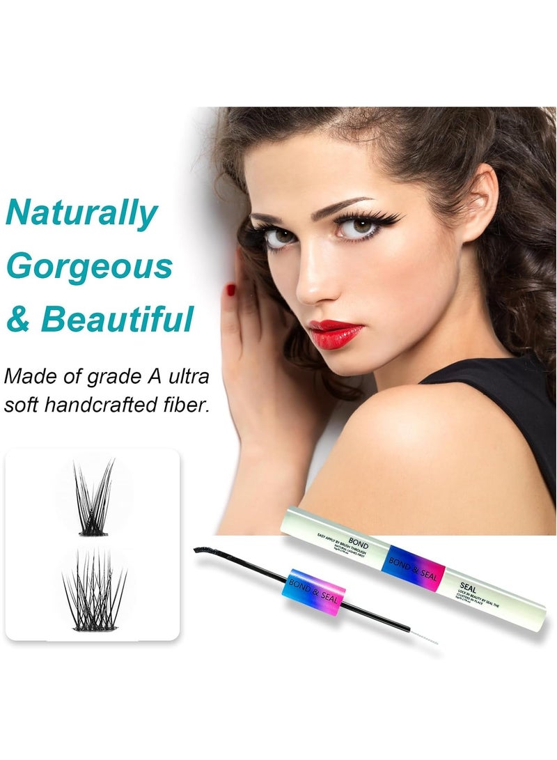 SYOSI DIY Eyelash Extension Kit with 222PCS Eyelash Clusters Eyelash Glue and Eyelash Tweezers Eyelash Extension Beginner's Kit 3D Natural Curl Personal Eyelash Set - Image 3