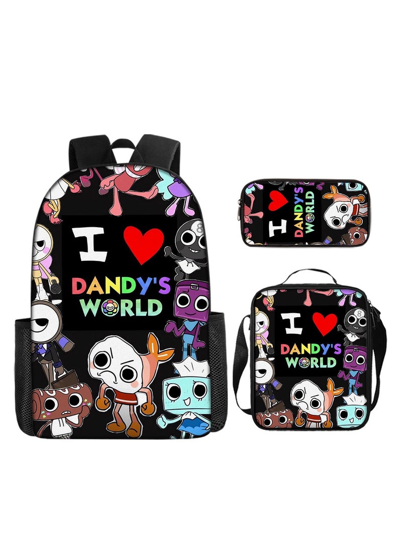 Backpacker حقيبة ظهر مدرسية بطباعة ثلاثية الأبعاد من Dandy's World مقاس 29*16*42 سم + حقيبة كتف مقاس 19*6*23 سم + حقيبة أقلام مقاس 24*7*11 سم مجموعة من ثلاث قطع - Image 1
