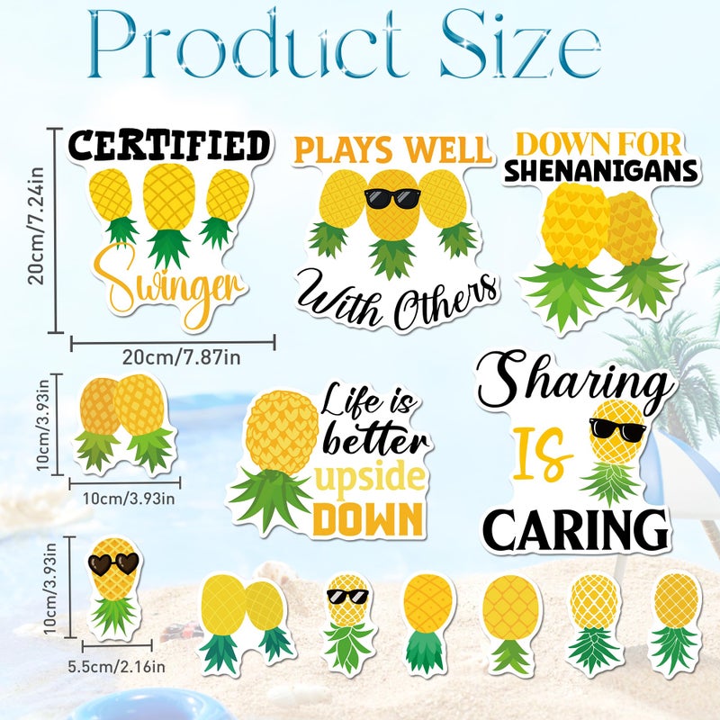 MENIFEND 13 Pcs Pineapple Cruise Door Decorations Magnetic, Funny Pineapple Tropical Vacation Cruise Magnets, Reusable Fun Magnetic Ship Cabin Door Signs for Stateroom Decor - Image 2