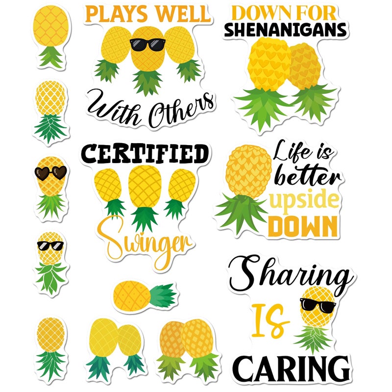 MENIFEND 13 Pcs Pineapple Cruise Door Decorations Magnetic, Funny Pineapple Tropical Vacation Cruise Magnets, Reusable Fun Magnetic Ship Cabin Door Signs for Stateroom Decor - Image 1
