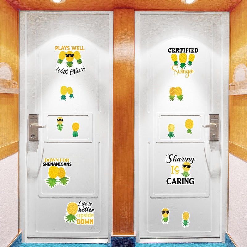 MENIFEND 13 Pcs Pineapple Cruise Door Decorations Magnetic, Funny Pineapple Tropical Vacation Cruise Magnets, Reusable Fun Magnetic Ship Cabin Door Signs for Stateroom Decor - Image 5