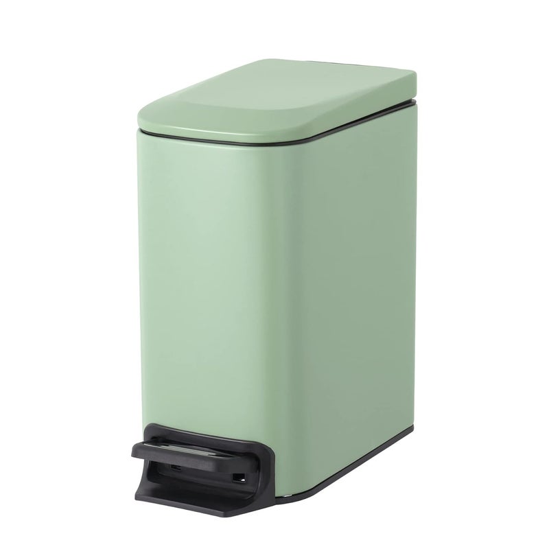Cesun Small Bathroom Trash Can with Lid Soft Close, Step Pedal, 6 Liter / 1.6 Gallon Stainless Steel Garbage Can with Removable Inner Bucket, Anti-Fingerprint Finish (Matt Green) - Image 1