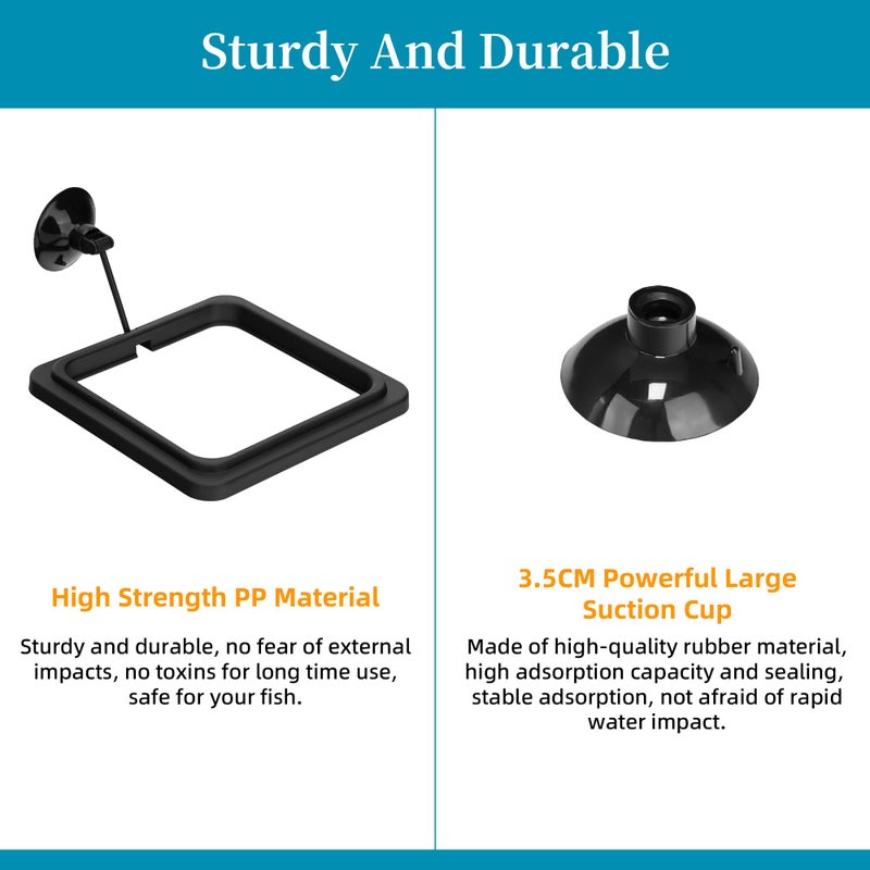 DaToo Fish Feeding Ring Aquarium Square Floating Food Feeder Circle with Strong Suction Cup Fish Tank Feeding Ring for Betta Goldfish Guppy - Image 5
