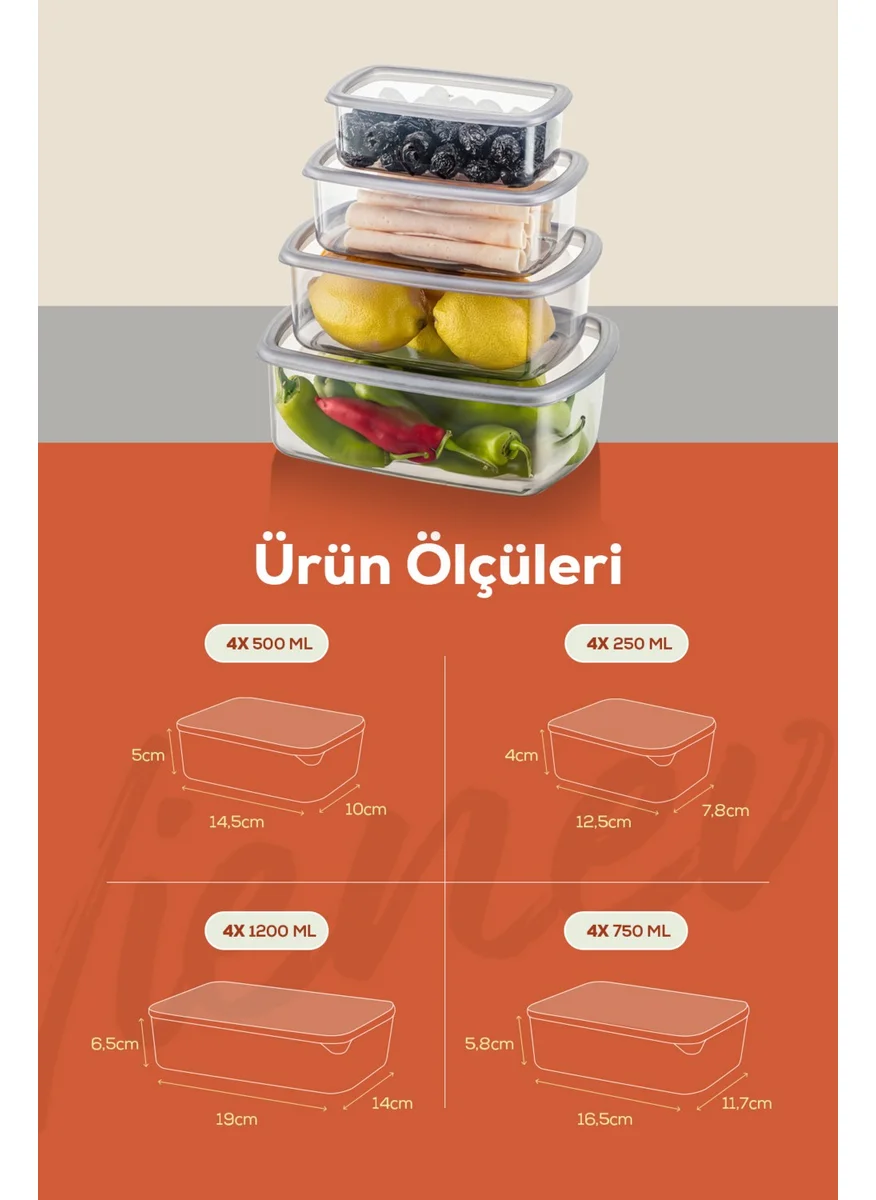 Vienev 16LI Airtight Storage Container Set Anthracite 4X(250-500-750-1200 Ml)