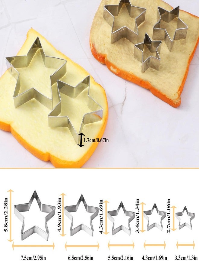 Xyembu 5 Pcs Star Cookie Cutter Set, Star Shapes Molds, Stainless Steel Five-Pointed Shaped Cutter, Bakeware Tools for Fondant, Biscuit, Sandwich, Cheese (5 Sizes) - Image 3