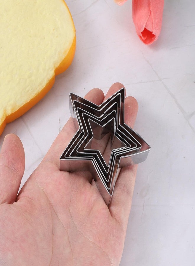 Xyembu 5 Pcs Star Cookie Cutter Set, Star Shapes Molds, Stainless Steel Five-Pointed Shaped Cutter, Bakeware Tools for Fondant, Biscuit, Sandwich, Cheese (5 Sizes) - Image 4