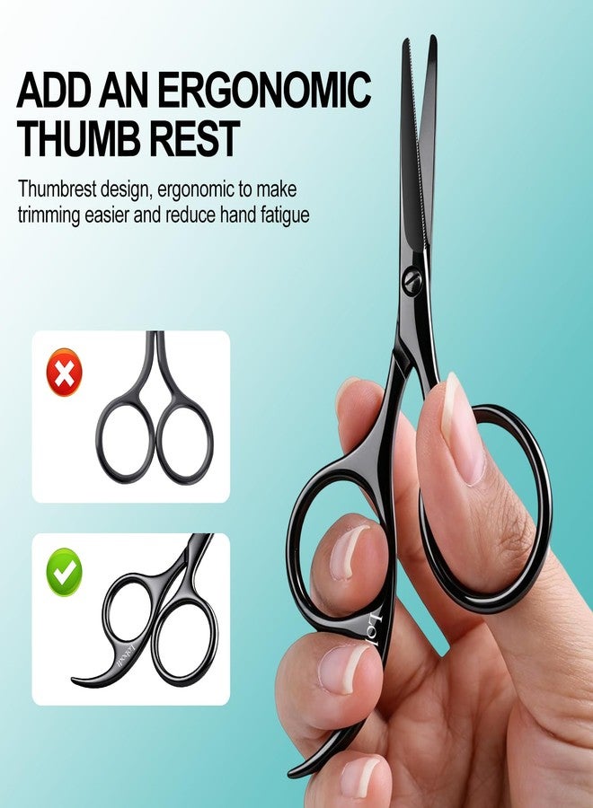 Lobodt 4.72-inch Professional Nose Hair Scissors,with rounded heads, Suitable for personal care, facial hair trimming, as well as ear, eyebrow, beard (black) - Image 3