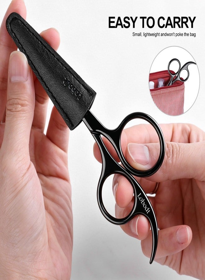 Lobodt 4.72-inch Professional Nose Hair Scissors,with rounded heads, Suitable for personal care, facial hair trimming, as well as ear, eyebrow, beard (black) - Image 2