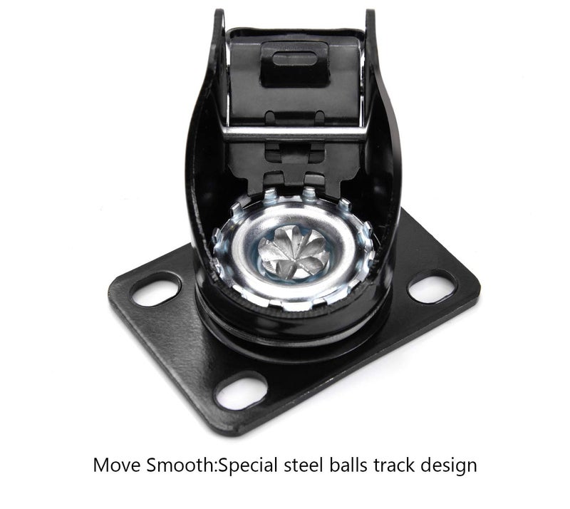 Juang Casters Heavy Duty Casters JULANG 2inch Plate Caster with Safe Dual Brake NoNoise Polyurethane Wheel Total 500lbs Load Capacity for Furniture Plant Stands Book Shelves Shoe BinsPack of 4  - Image 5