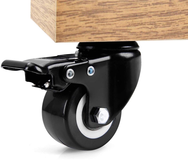 Juang Casters Heavy Duty Casters JULANG 2inch Plate Caster with Safe Dual Brake NoNoise Polyurethane Wheel Total 500lbs Load Capacity for Furniture Plant Stands Book Shelves Shoe BinsPack of 4  - Image 3