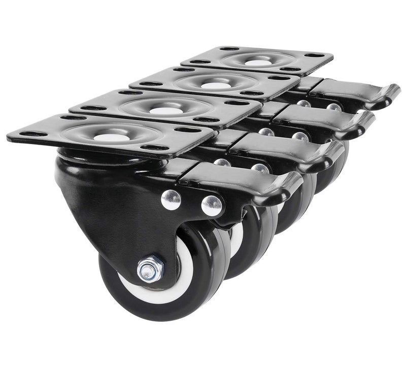 Juang Casters Heavy Duty Casters JULANG 2inch Plate Caster with Safe Dual Brake NoNoise Polyurethane Wheel Total 500lbs Load Capacity for Furniture Plant Stands Book Shelves Shoe BinsPack of 4  - Image 2