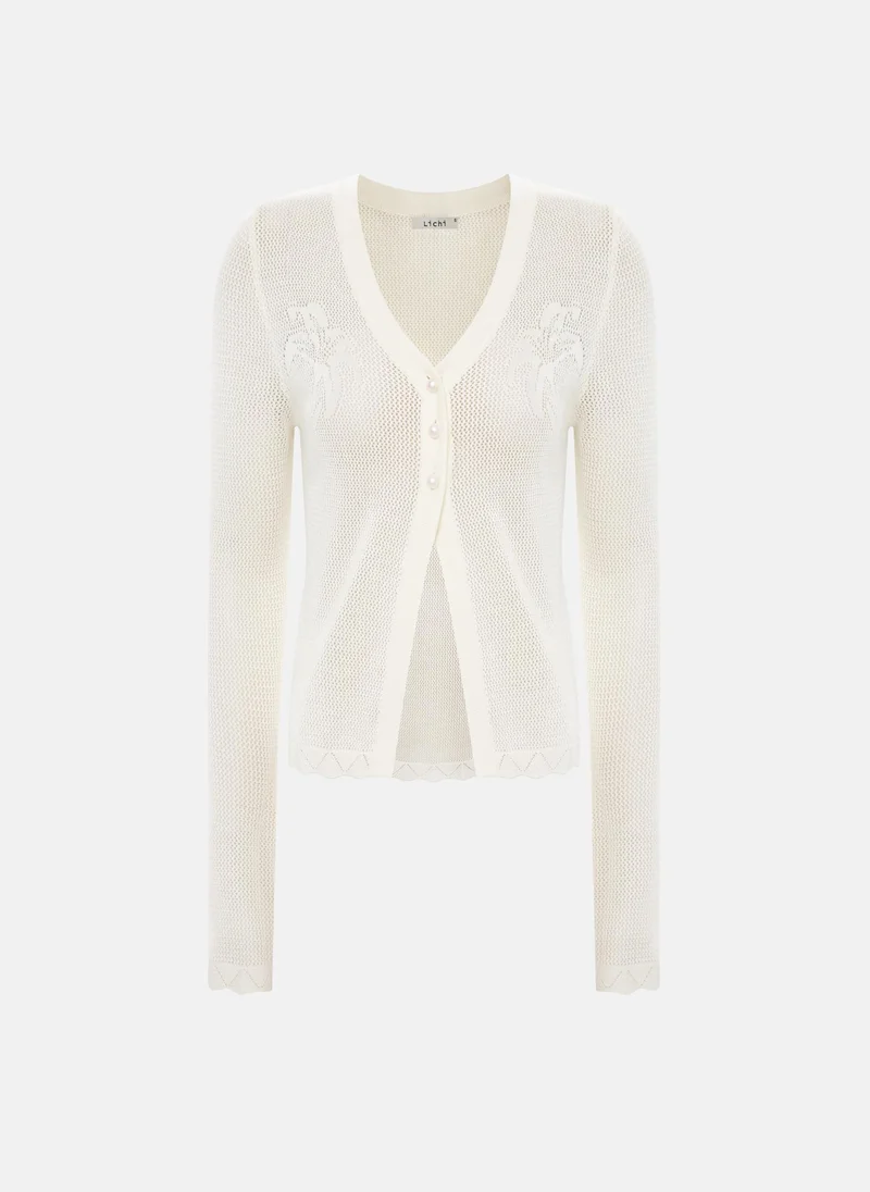 Lichi Cardigan in knitted jersey with small buttons