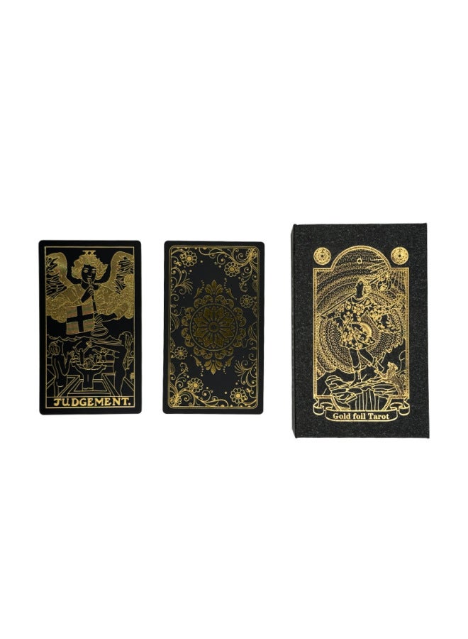 Waite Gold Foil Tarot Caro Card Tarot Color Printing Tarot Card PVC Waterproof Tarot Card Table Game Tablecloth-Color:Golden Sun Lotus Box-Specification:English Manual  - Image 4