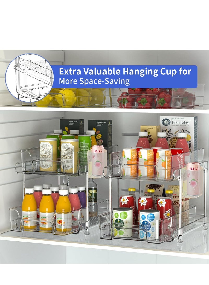 يواوليتي منظم أدوات تنظيم تحت الحوض بطبقتين مع درج، منظم رف سلة خزانة منزلق تحت الخزانة مع فواصل وأكواب يستخدم لأدوات الزينة ومستحضرات التجميل والحمام والمطبخ والمكتب (عبوتان) - Image 4