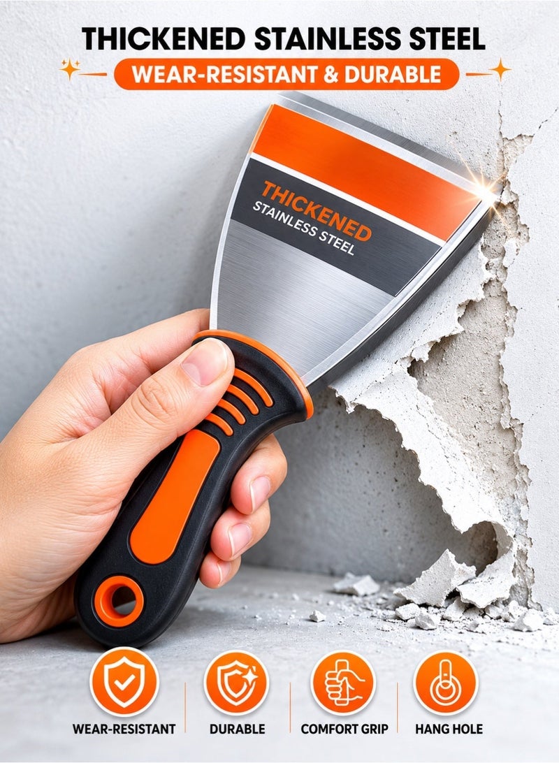 Saudi Select Putty Knife  2 & 5 inch- Anti-Bending Corrosion Resistant Steel Scraper for Varnish Caulk Paint spreading and removal on Wood, Metal, Painting Canvas, Walls, Windows, and Floors - Image 1