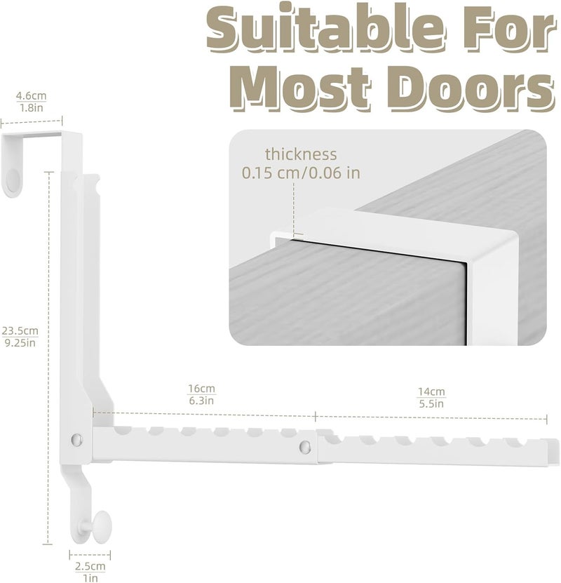 BAKON Over The Door Hanger Folding Clothes Drying Rack, Double Fold Hanging Door Hooks Coat Rack with Hooks for Indoor Laundry Room Compact Small Space Foldable Portable Door Hanger Hook Collapsible- 2 Pack - Image 5