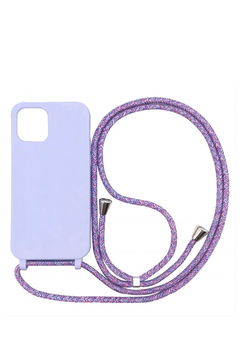 Apple iPhone 15 Pro Max Edge Case Cover With Textile Hanging Rope Purple