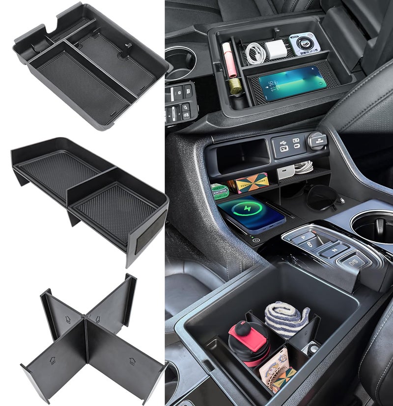 Neepiar 3PCS Center Console Organizer Compatible with 2023-2026 Honda Pilot/2026 Honda Passport Insert Divider Tray & Armrest Storage Box Divider Storage Tray Interior Accessories - Image 1