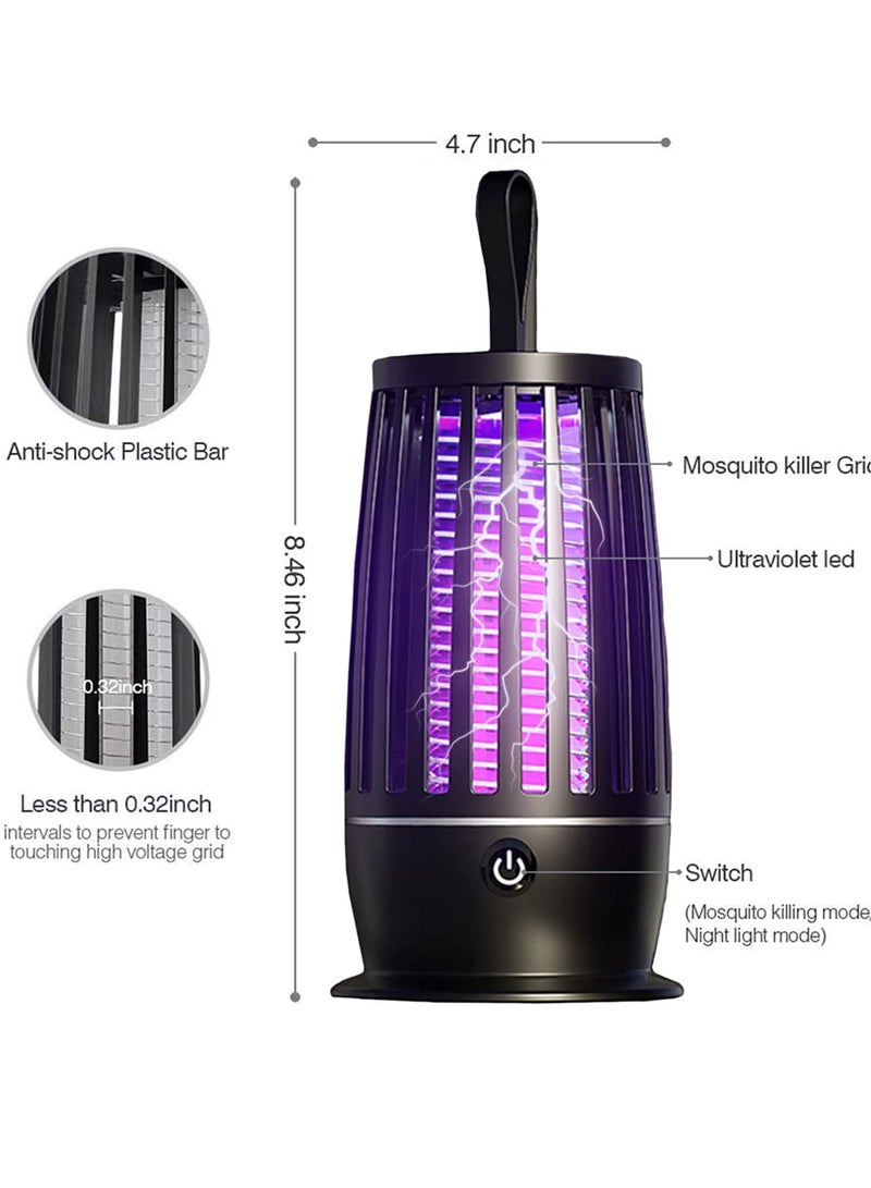 Gonice Bug Zapper,Rechargeable Mosquito Killer Indoor Electric Fly Trap with Light and Hanging Loop Killing Lamp Portable LED for Home, Bedroom, Outdoor, Camping, Backyard  - Image 2