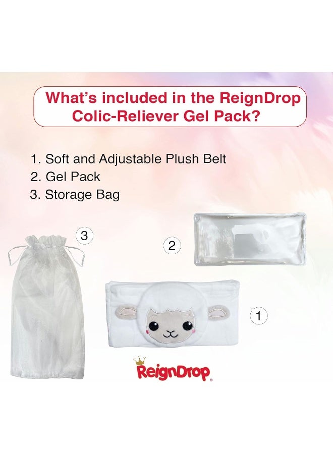 ReignDrop ريجن دروب لتخفيف المغص للمواليد الجدد – مجموعة تخفيف الغاز مع حزام البطن، حزمة جل، حقيبة تخزين – حزام بطن مهدئ دافئ أو بارد (حزمة جل خروف) - Image 3