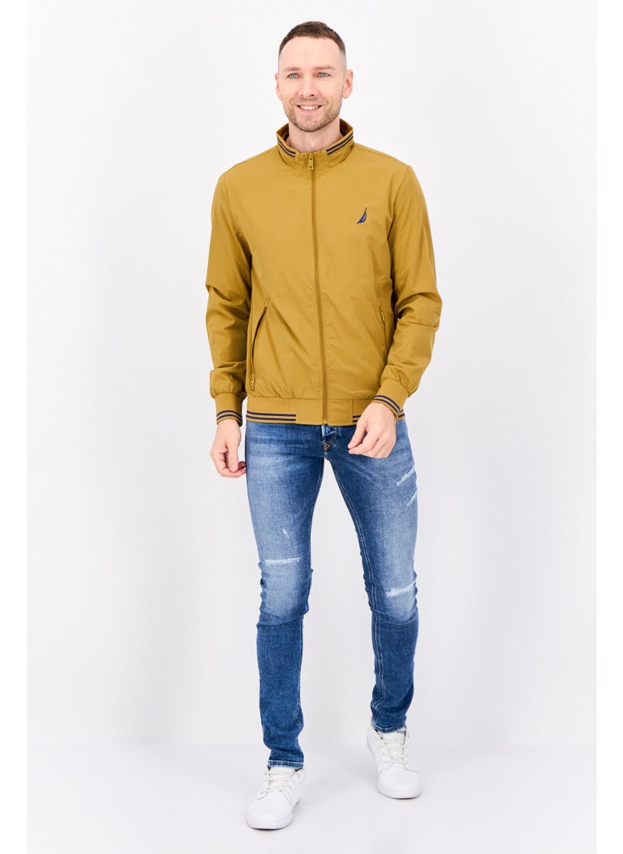 NAUTICA - Men Embroidered Logo Bomber Jacket, Khaki - Image 1