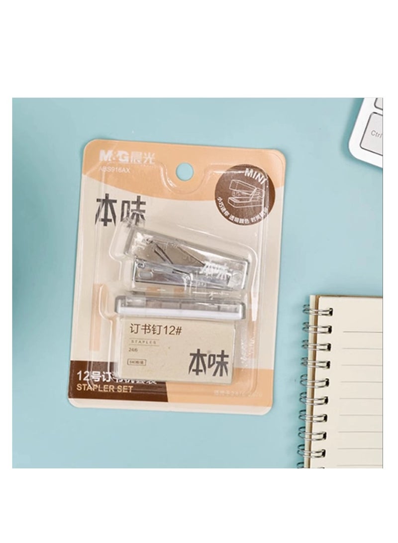 M&G Chenguang Mini Transparent Stapler with 24/6 Staples Box Set - No:ABS916AX - Image 1
