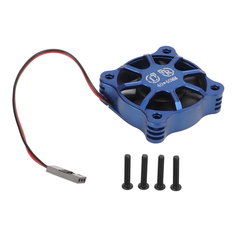 Motor Cooling Fan Aluminum Alloy Fast Heat Dissipation RC Cooling Fan with Metal Mesh Cover for 1/10 1/12 1/8 RC Car Dark Blue - Image 1