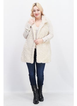 NVLT Women Sleeveless Solid Softshell Vast Jacket, Beige  - Image 3