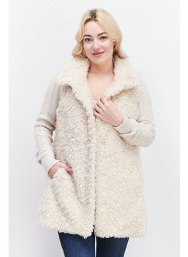 NVLT Women Sleeveless Solid Softshell Vast Jacket, Beige  - Image 1