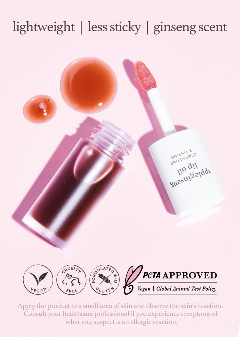 NOONI Korean Lip Oil - Appleginseng | Lip Stain, Long-Lasting, Moisturizing, Plumping, Revitalizing for Dry Lips, Waterproof, No Peel Off, Korean Lip Tint, Stocking Stuffers, Cute Things, 0.12 Fl Oz - Image 4