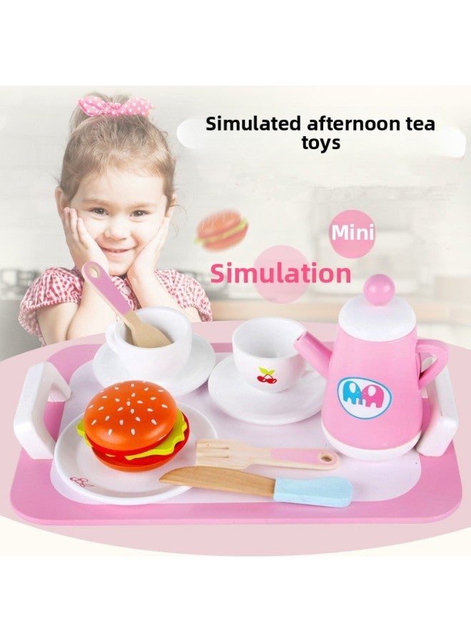 Wooden Toys For Young Children Play House Simulation Tea Set Cake Bread Afternoon Tea Birthday Gift Toys For Baby-Color:YLB-Afternoon Tea Set Of 10 - Image 2