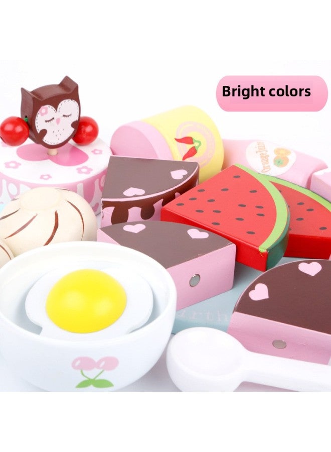 Wooden Toys For Young Children Play House Simulation Tea Set Cake Bread Afternoon Tea Birthday Gift Toys For Baby-Color:YLB-Afternoon Tea Set Of 10 - Image 4