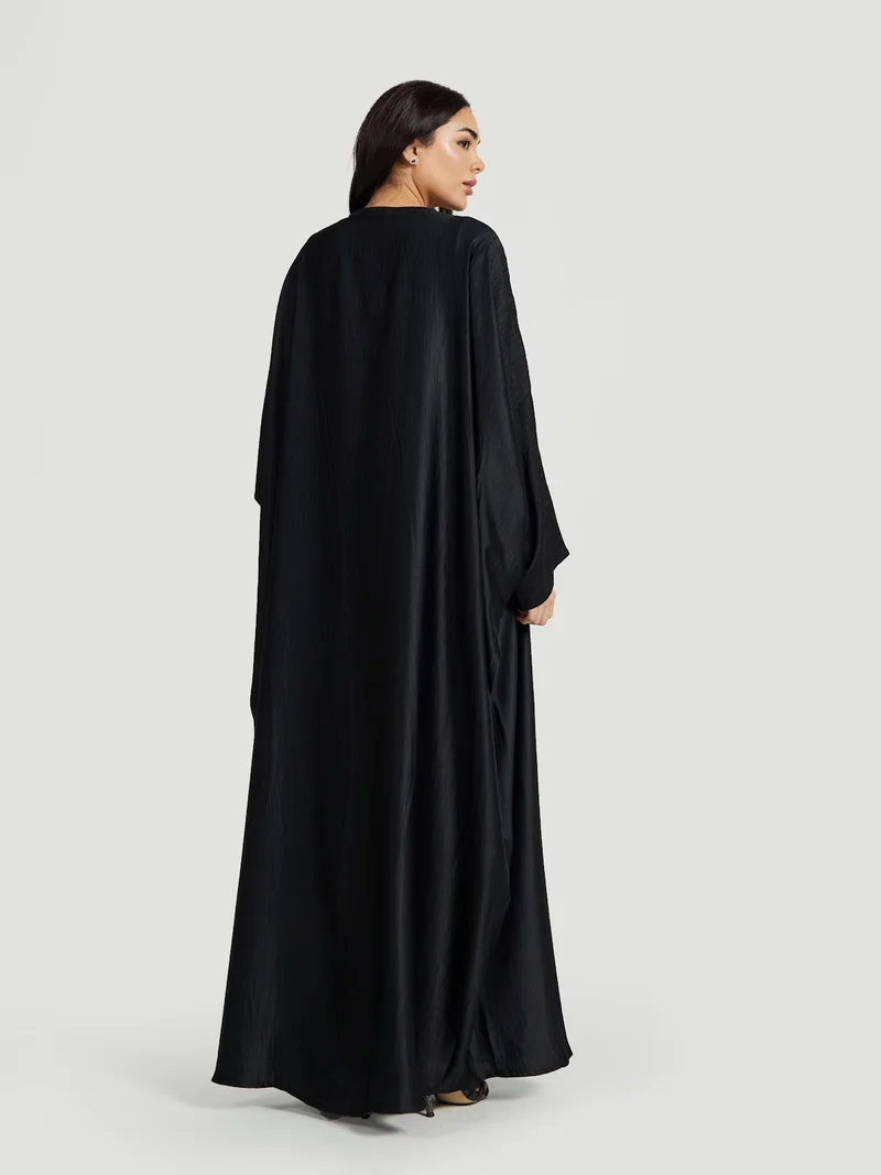 Reem Abayas  Classic Textured Black Butterfly Abaya for Women | Best Price UAE
