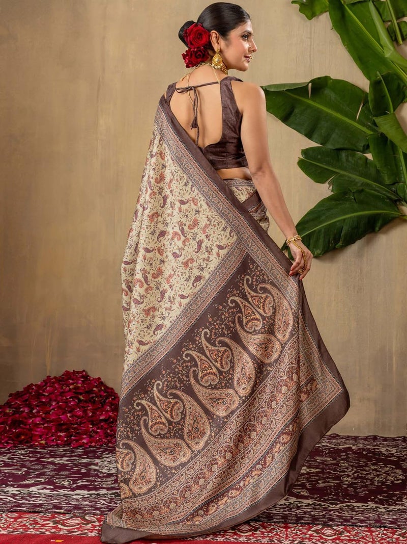 SAREE MALL Women's Kalamkari Print Saree With Blouse Piece - Image 2