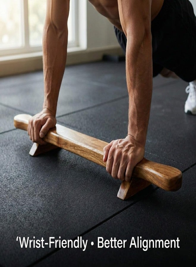 KNK Shena Wooden Push-Up Bar - Traditional Indian Meel Fitness Equipment for Strength & Stability Training - Image 2