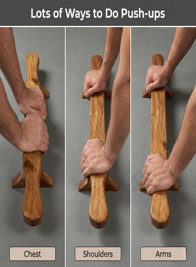 KNK Shena Wooden Push-Up Bar - Traditional Indian Meel Fitness Equipment for Strength & Stability Training - Image 3