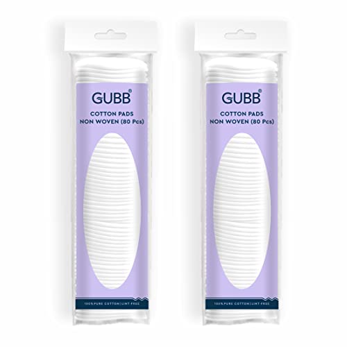 GUBB Hypoallergenic 100% Cotton Pads For Face Cleansing & Makeup Removal - Made of pure cotton | Safe for skin | Suitable for Women | Deep cleansing | Round shape, Non Woven - 80 Makeup Remover Pads, Pack Of 2 - Image 1